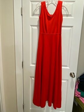 Vintage 60’s Classic Sleeveless Red Maxi Dress with Scoop Neck